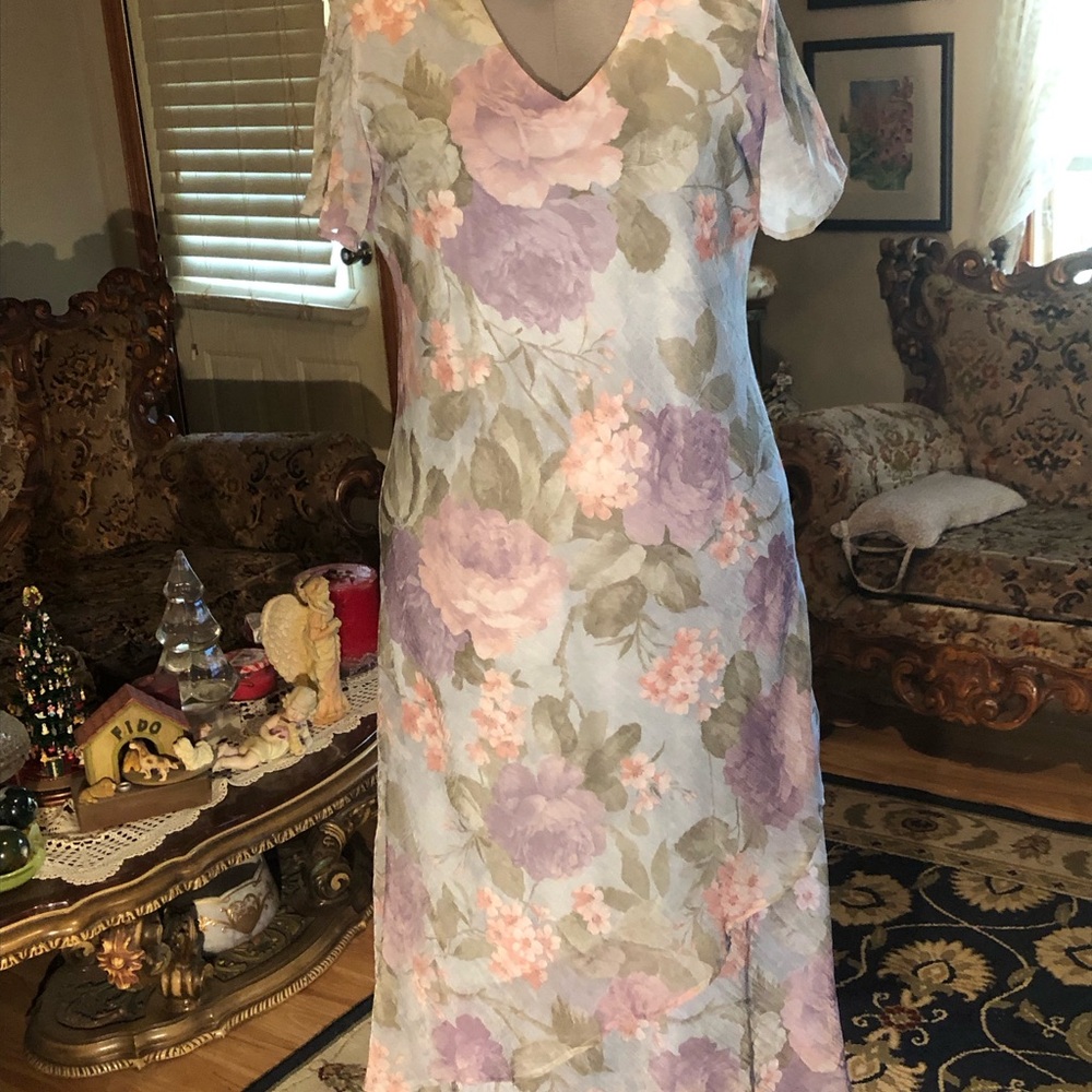 Attractive Slenderizing Long Dress K Studio S 14 Floral Print